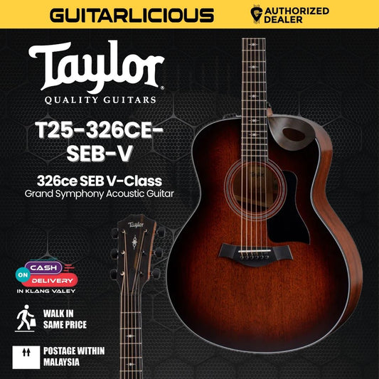 Taylor 326ce SEB V-Class Grand Symphony Acoustic Guitar, Shaded Edge Burst