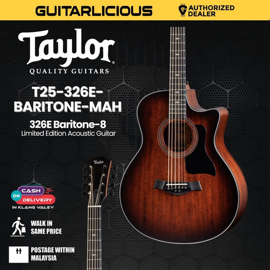 Taylor 326E Baritone-8 Limited Edition Acoustic Guitar w/ Mahogany Top & Bag