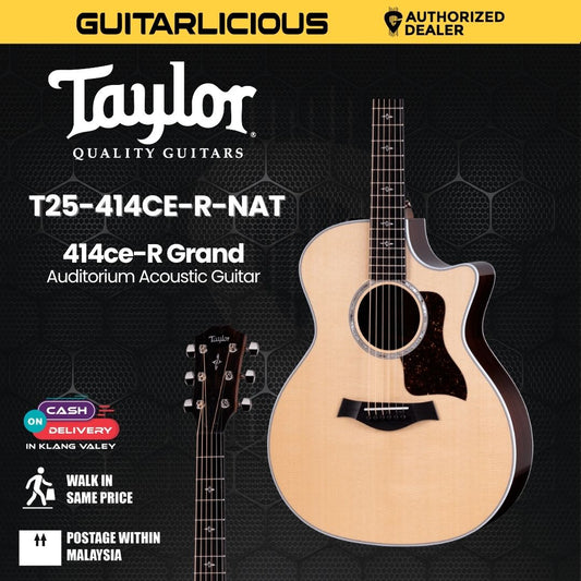 Taylor 414ce-R Grand Auditorium Acoustic Guitar w/Case, Natural Top