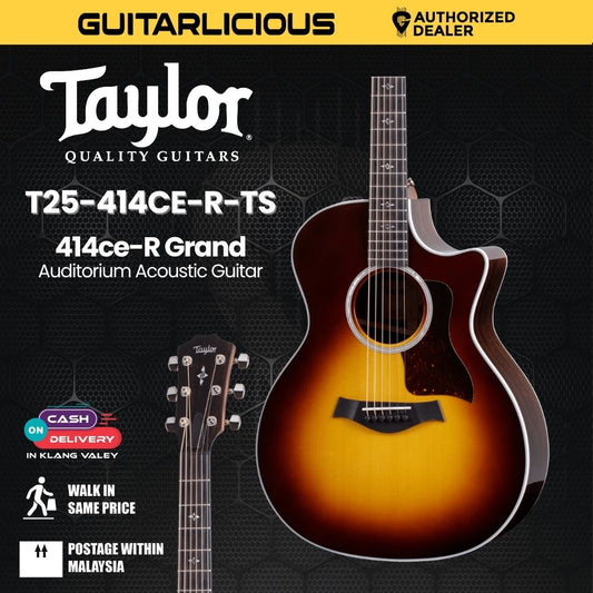 Taylor 412ce-R Grand Concert Acoustic Guitar w/Case, Tobacco Sunburst Top