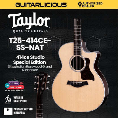 Taylor 414ce Studio Special Edition Sitka/Indian Rosewood Grand Auditorium Acoustic Guitar, Natural