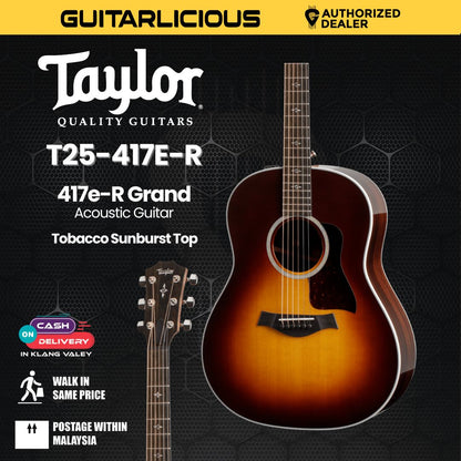 Taylor 417e-R Grand Acoustic Guitar, Tobacco Sunburst Top