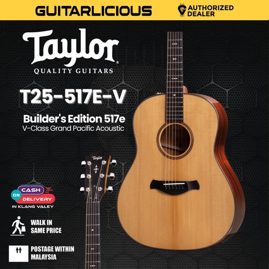 Taylor Builder's Edition 517e V-Class Grand Pacific Acoustic Guitar w/Case, Natural