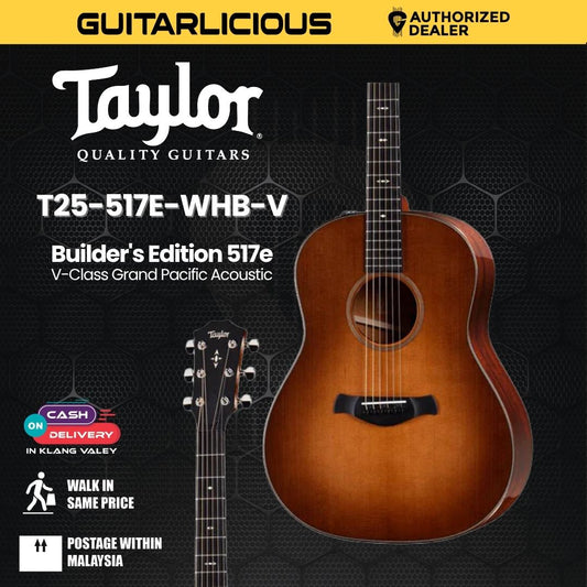 Taylor Builder's Edition 517e V-Class Grand Pacific Acoustic Guitar w/Case, Wild Honey Burst Top