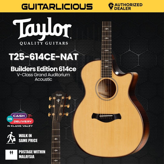 Taylor Builders Edition 614ce V-Class Grand Auditorium Acoustic Guitar w/Case, Natural Top