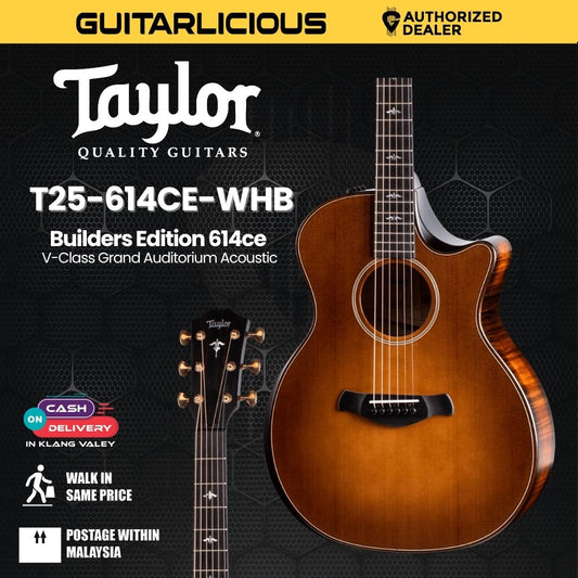 Taylor Builders Edition 614ce V-Class Grand Auditorium Acoustic Guitar w/Case, Wild Honey Burst Top