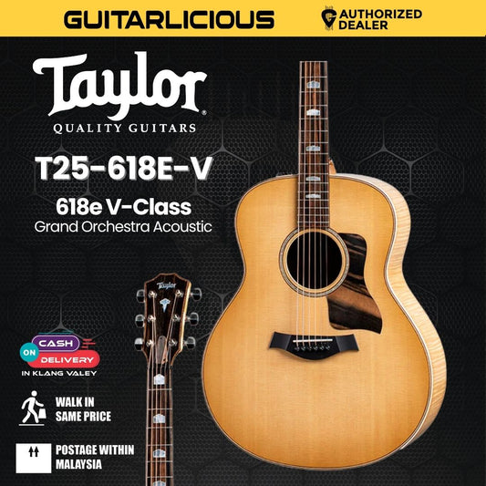 Taylor 618e V-Class Grand Orchestra Acoustic Guitar w/Case, Natural