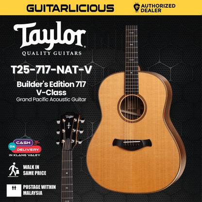 Taylor Builder's Edition 717 V-Class Grand Pacific Acoustic Guitar w/Case, Natural