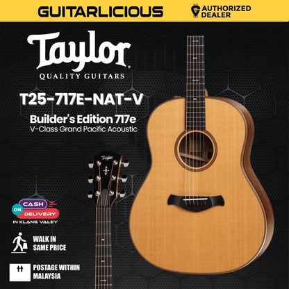 Taylor Builder's Edition 717e V-Class Grand Pacific Acoustic Guitar w/Case, Natural