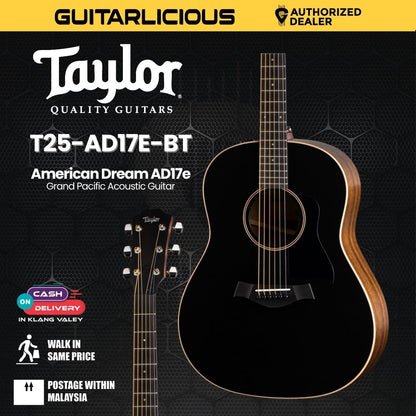 Taylor American Dream AD17e Grand Pacific Acoustic Guitar w/AeroCase, Blacktop