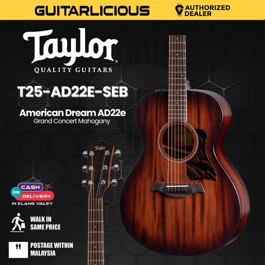 Taylor American Dream AD22e Grand Concert Mahogany Acoustic Guitar, Shaded Edge Burst
