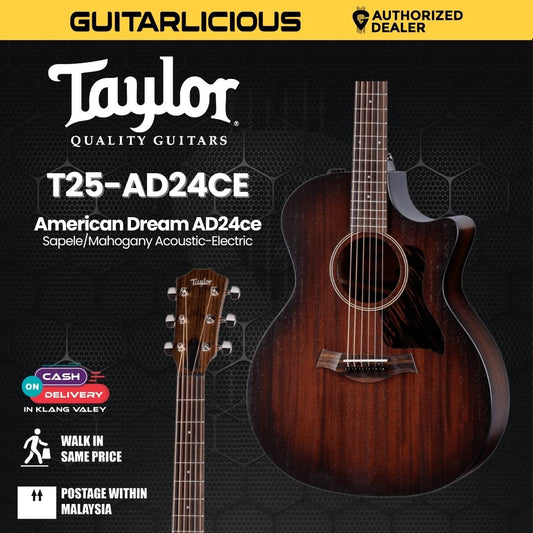Taylor American Dream AD24ce Sapele/Mahogany Acoustic-Electric Guitar, Shaded Edge Burst