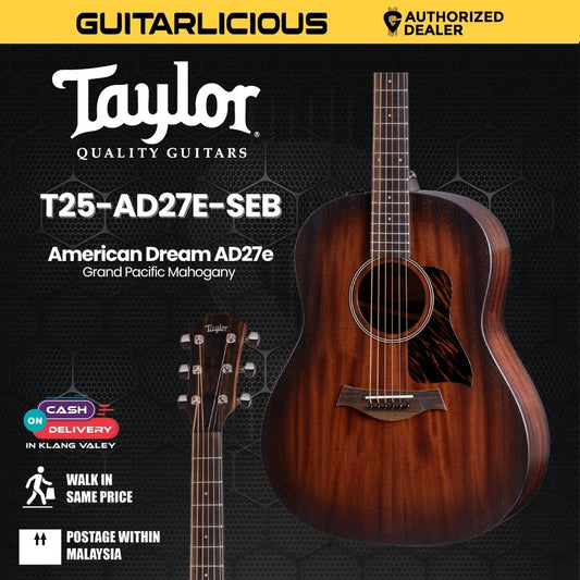Taylor American Dream AD27e Grand Pacific Mahogany Acoustic Guitar, Shaded Edge Burst