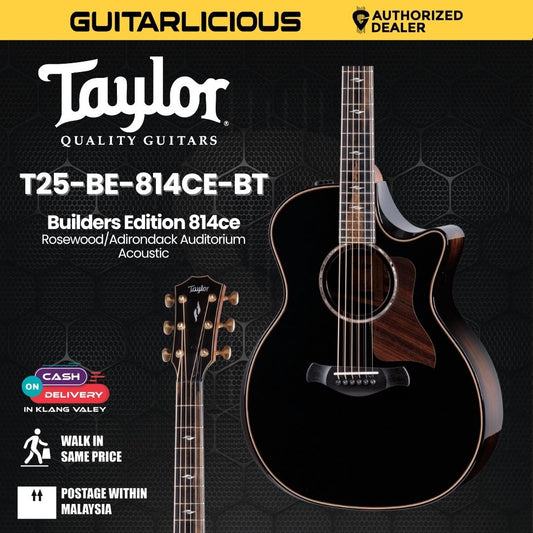 Taylor Builders Edition 814ce Rosewood/Adirondack Auditorium Acoustic Guitar w/Case, Blacktop