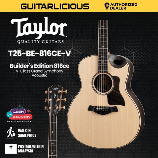 Taylor Builder's Edition 816ce V-Class Grand Symphony Acoustic Guitar w/Case, Natural