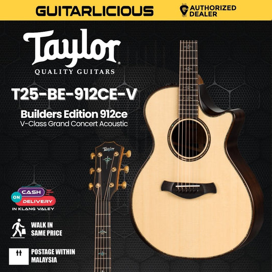 Taylor Builders Edition 912ce V-Class Grand Concert Acoustic Guitar w/Case, Natural