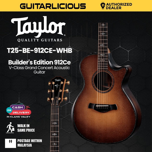 Taylor Builder's Edition 912Ce V-Class Grand Concert Acoustic Guitar w/Case, Wild Honey Burst Top