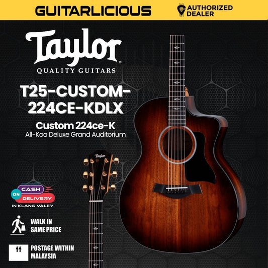 Taylor Custom 224ce-K All-Koa Deluxe Grand Auditorium Acoustic Guitar w/Case