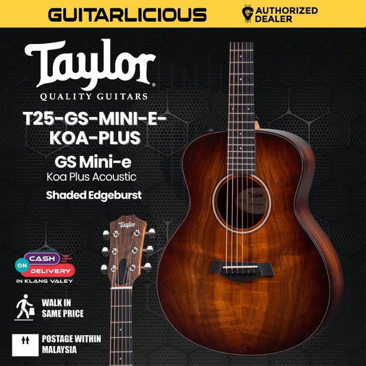 Taylor GS Mini-e Koa Plus Acoustic Guitar With Aerocase, Shaded Edgeburst