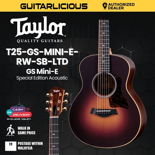Taylor 50th Anniversary GS Mini-e Rosewood SB LTD Acoustic Guitar With Case, Sunburst Top