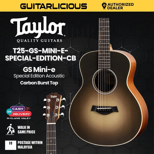 Taylor GS Mini-E Special Edition Acoustic Guitar With Bag, Carbon Burst Top