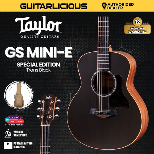 Taylor GS Mini-E Special Edition Acoustic Guitar With Bag, Trans Black