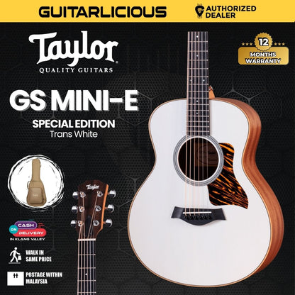 Taylor GS Mini-E Special Edition Acoustic Guitar With Bag, Trans White