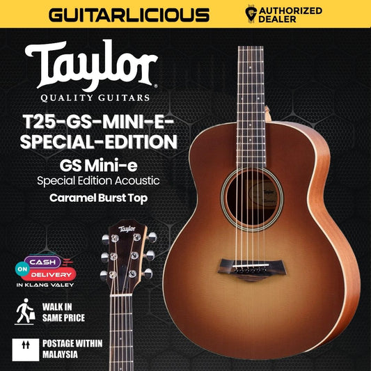 Taylor GS Mini-e Special Edition Acoustic Guitar With Bag, Caramel Burst Top