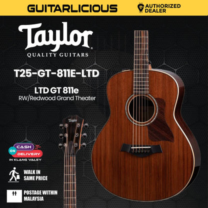 Taylor LTD GT 811e RW/Redwood Grand Theater Acoustic Guitar w/Case, Natural
