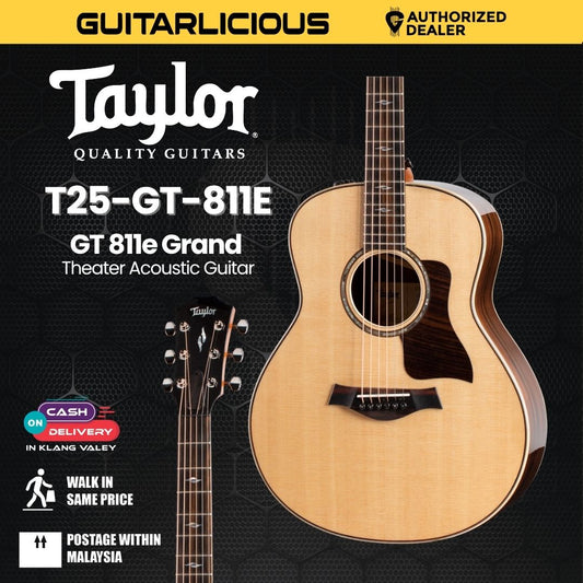 Taylor GT 811e Grand Theater Acoustic Guitar – Natural Finish w/ AeroCase