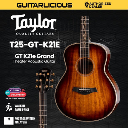 Taylor GT K21e Grand Theater Acoustic Guitar W/AeroCase, Shaded Edgeburst