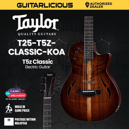 Taylor T5z Classic Electric Guitar w/Case, Koa Top