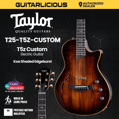 Taylor T5z Custom Electric Guitar w/Case, Koa Shaded Edgeburst