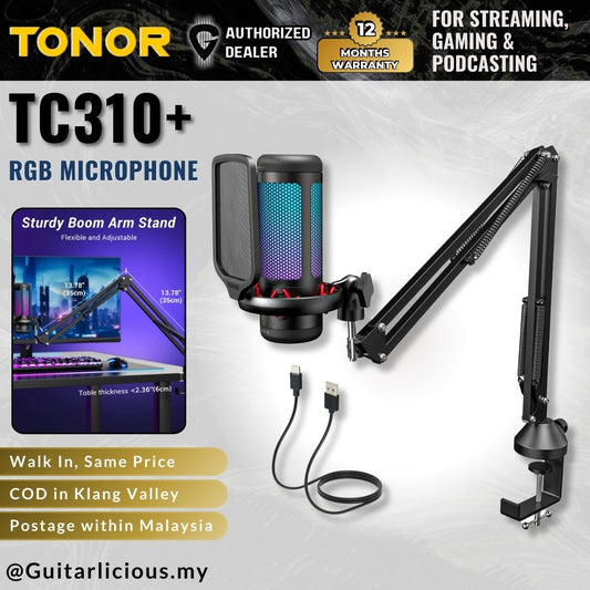 TONOR TC310+ RGB Condenser Mic w/ Boom Arm, Gaming USB Mic, Recording, Computer Desktop Mic - ( TC-310+ / TC 310+ )