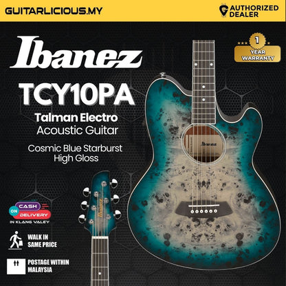 Ibanez TCY10PA-CBS Talman Electro Acoustic Guitar - Cosmic Blue Starburst High Gloss