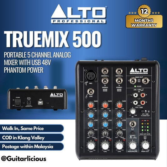 Alto Professional TrueMix 500 Portable 5 Channel Analog Mixer with USB 48V Phantom Power (True Mix) (PRE-ORDER)