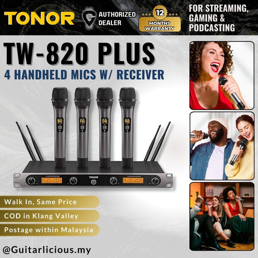 TONOR TW-820 PLUS Wireless Microphone, 4 Handheld Microphones with Receiver - ( TW 820 PLUS / TW-820+ / TW-820 PLUS )