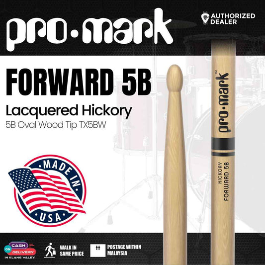 Promark Classic Forward DrumSticks - Hickory - 5B - Oval Wood Tip - TX5BW