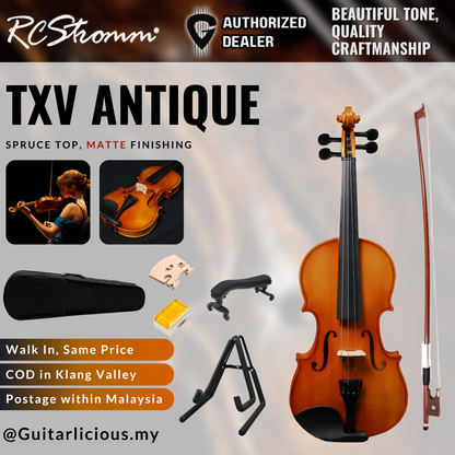 RCStromm Standard Violin TXV Antique Series (Top Spruce, Side and Back Maple) - 1/8 , 1/2 , 3/4 , 4/4