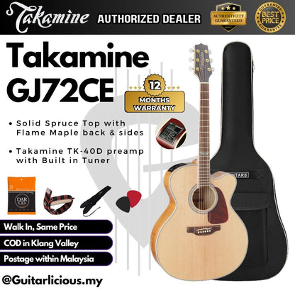 Takamine GJ72CE Solid Spruce Top Jumbo Cutaway Acoustic-Electric Guitar - Natural
