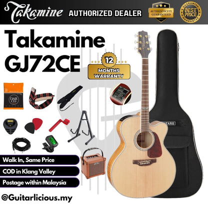 Takamine GJ72CE Solid Spruce Top Jumbo Cutaway Acoustic-Electric Guitar - Natural