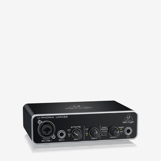 Behringer U-Phoria UMC22 Audiophile 2x2 USB Audio Interface with Midas Mic Preamplifier (UMC-22 / UMC 22)