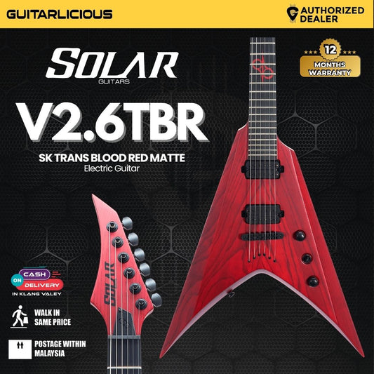 Solar V2.6TBR SK Trans Blood Red Matte Electric Guitar