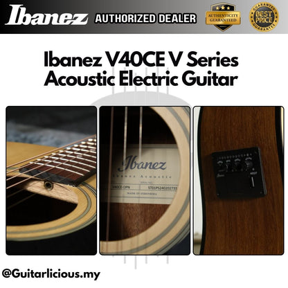 Ibanez V40CE V Series Cutaway Acoustic Electric Guitar with Preamp, Open Pore Natural ( V40-CE / V40E / V40EQ )