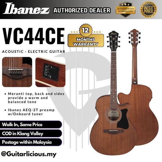 Ibanez VC44CE V Series Acoustic Electric Guitar with Preamp , Open Pore Natural ( VC44-CE / VC44E / V 44 Cutaway EQ )