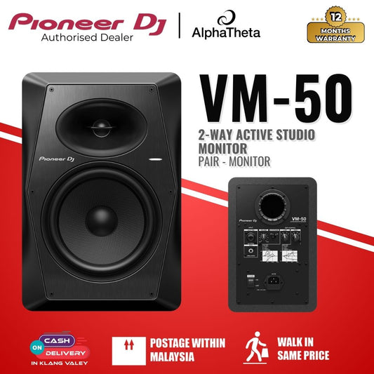 Pioneer DJ VM-50 2-Way Active Studio Monitor, Black - Pair (PRE-ORDER)
