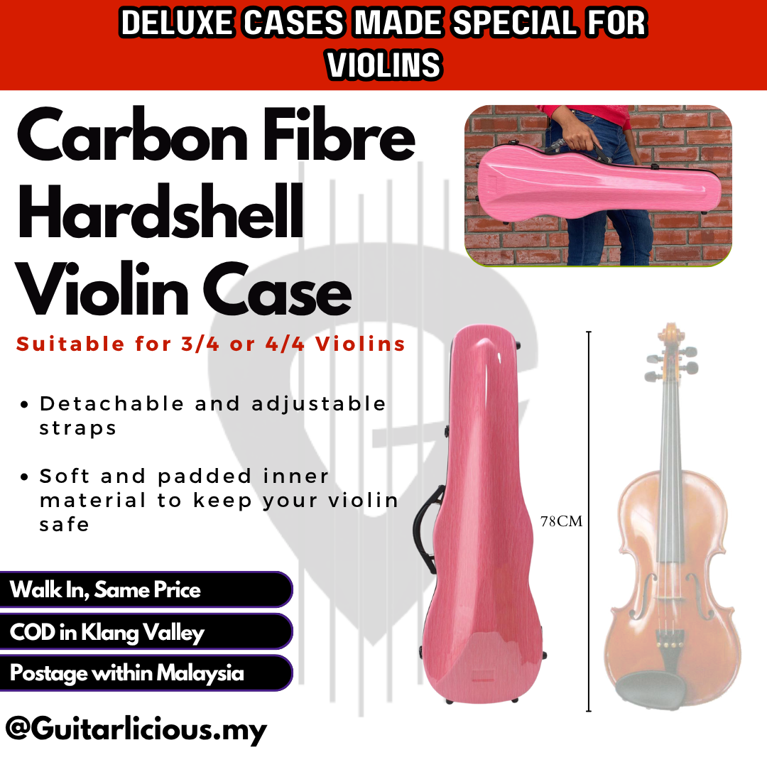 Premium Carbon Fiber Hardshell Violin Case with build in Humidity Meter for 3/4 and 4/4 Violin