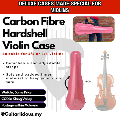 Premium Carbon Fiber Hardshell Violin Case with build in Humidity Meter for 3/4 and 4/4 Violin