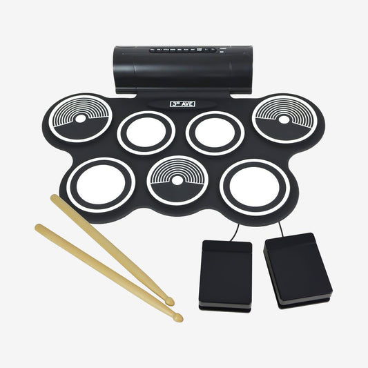 Hand Roll Digital Drum Kit (Konix / W759) Tabletop Portable Drum Travel Drum Practice Drum Roll-Up Silicon Drums Pad