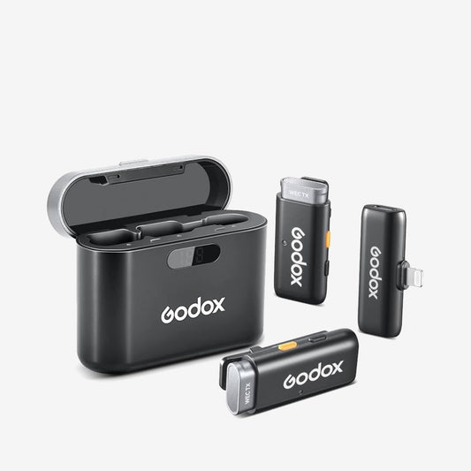 GODOX WES1 Kit2 Wireless Lavalier Microphone for iPhone/Lightning, Dual Channel 2.4G Wireless Mic, Noise Cancelling w/ Charging Case